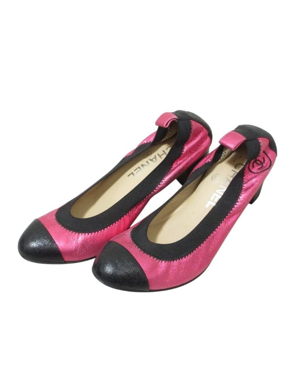 Chanel Ballet Shoes Pumps 35c Metallic Pink